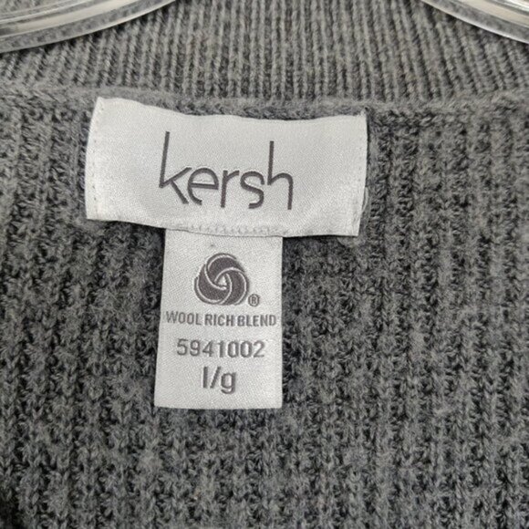 Kersh Womens Sweater Size L Gray Merino Wool Cotton Knitwear Comfy - Picture 2 of 5